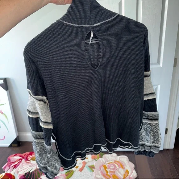 Free People Black and Gray Patterned Sweater - Picture 7 of 7